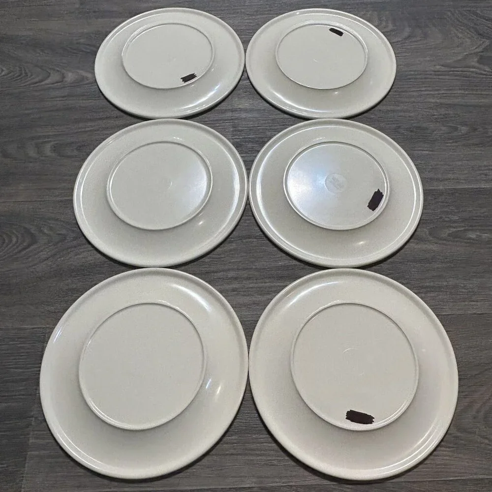 6 Shabby Chic Melamine Dinner Plates Indoor Outdoor Floral Geometric Design 10.5